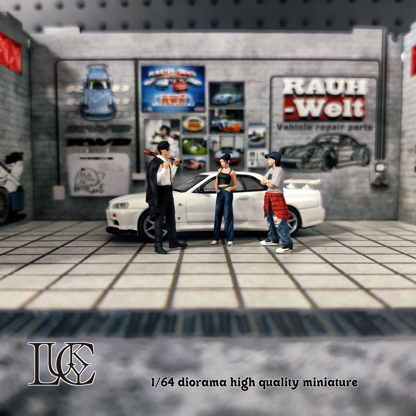 Lucky Studio 1/64 Scale Figurines Model Suit Thug Brother and Sister   Collection Miniature Hand-painted