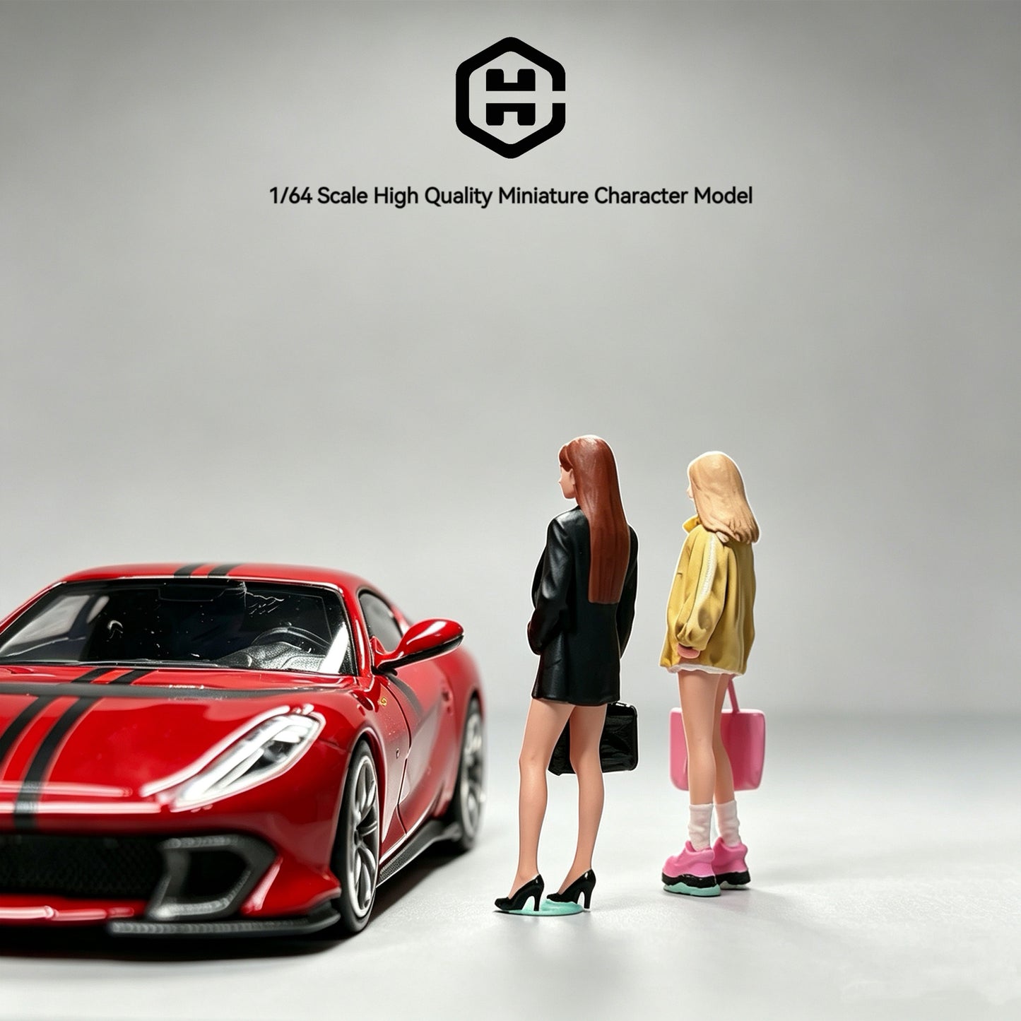 EHC Model 1/64 Scale Figurines Model Handbag Girl Duo Collection Miniature Hand-painted
