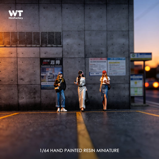 WT Minifactory 1/64 Scale Figurines Model Commuter Girls Trio Collection Miniature Hand-painted