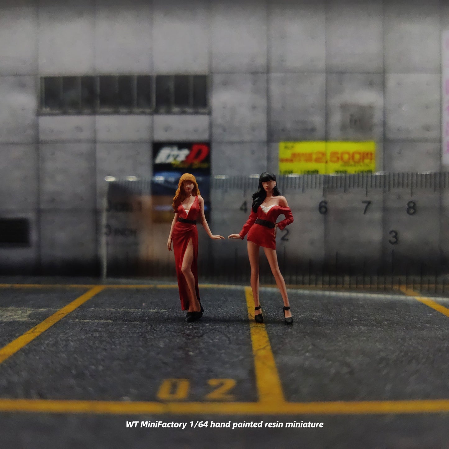 WT Minifactory 1/64 Scale Figurines Model Red Clothed Female Model Duo Collection Miniature Hand-painted