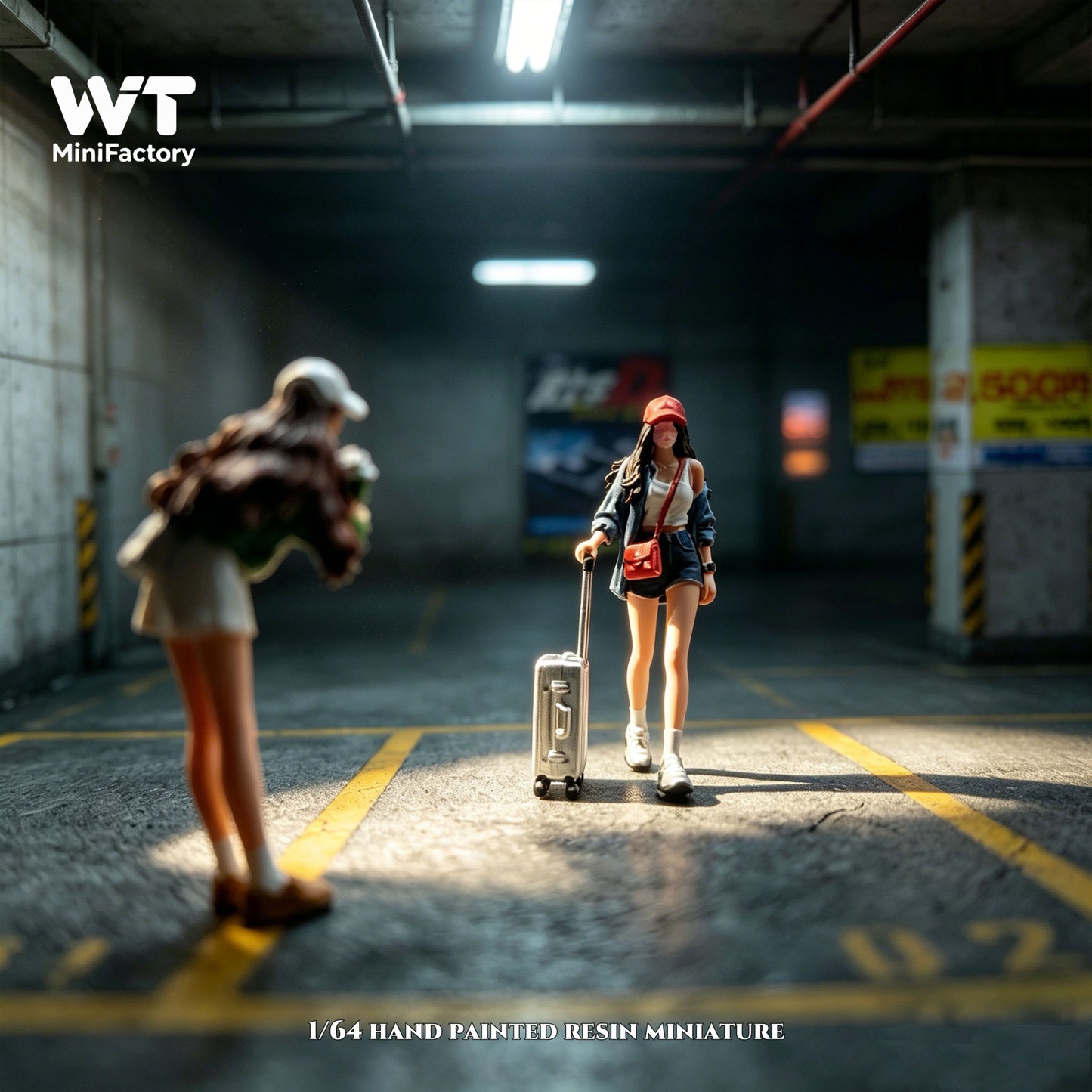 WT Minifactory 1/64 Scale Figurines Model Airport Pick-up Girl Duo Collection Miniature Hand-painted