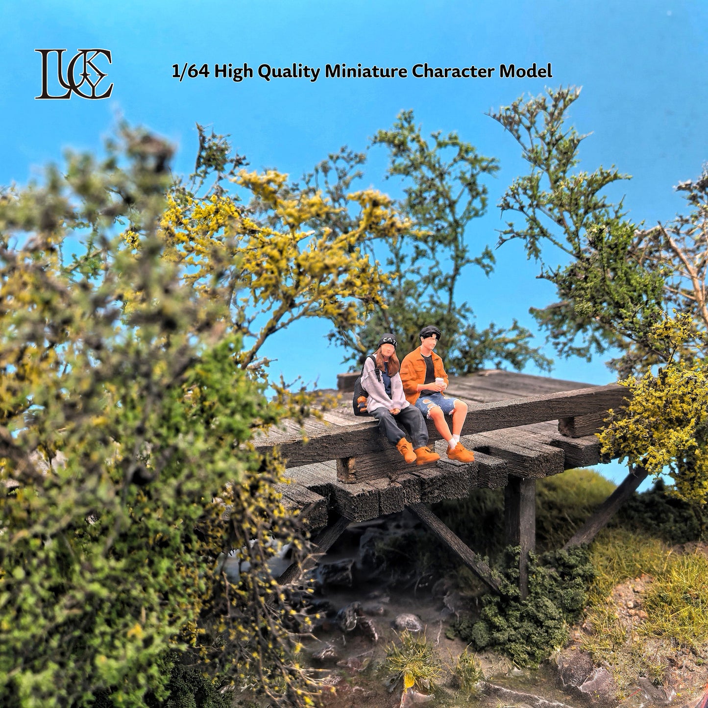 Lucky Studio 1/64 Scale Figurines Model Sitting Posture Dating Couple Collection Miniature Hand-painted