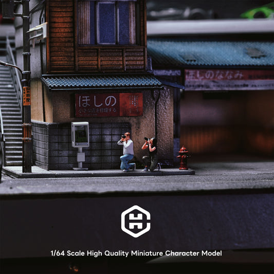 EHC Model 1/64 Scale Figurines Model Travel Photography Duo Collection Miniature Hand-painted