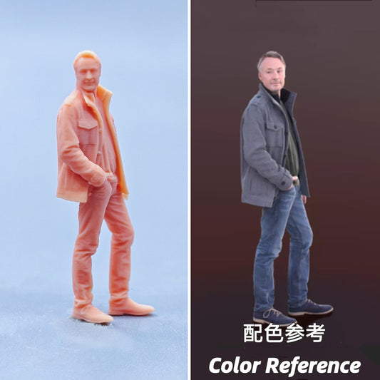 1/64 1/43 Figurines Scale Model Resin Coat Insert Pocket Man Uncolored Miniatures Diorama Hand-painted D334