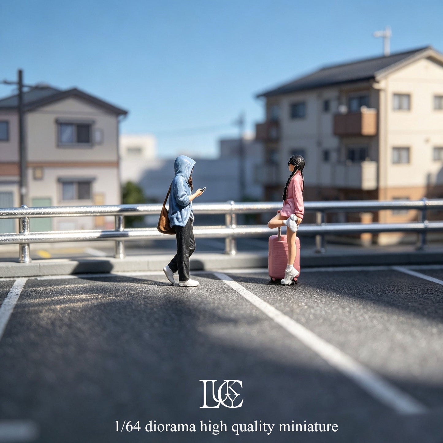 Lucky Studio 1/64 Scale Figurines Model Girl Traveling Set Collection Miniature Hand-painted