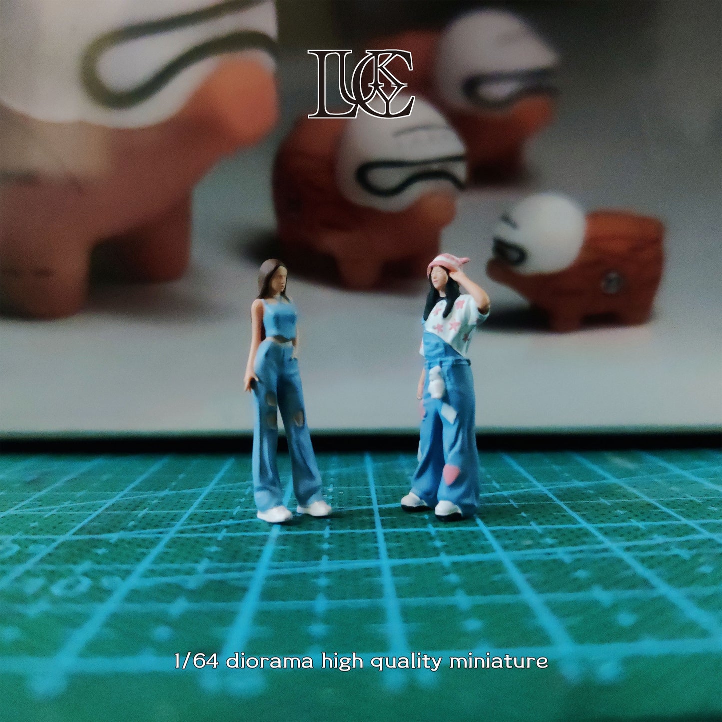 Lucky Studio 1/64 Scale Figurines Model Cowboy Sisters Duo Collection Miniature Hand-painted