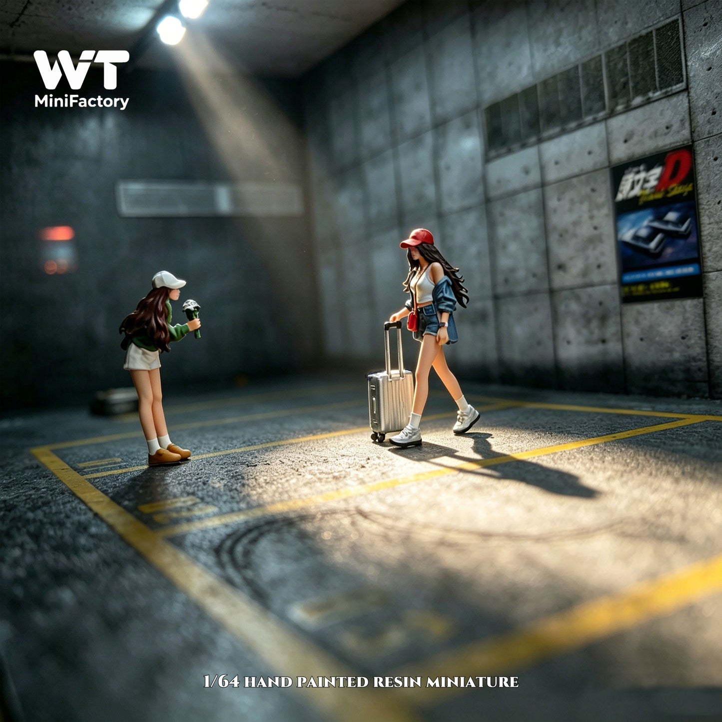 WT Minifactory 1/64 Scale Figurines Model Airport Pick-up Girl Duo Collection Miniature Hand-painted