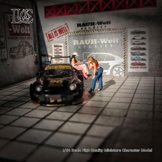 Lucky Studio 1/64 Scale Figurines Model  Lipstick Girl & Face Mask Girl Duo Miniature Hand-painted