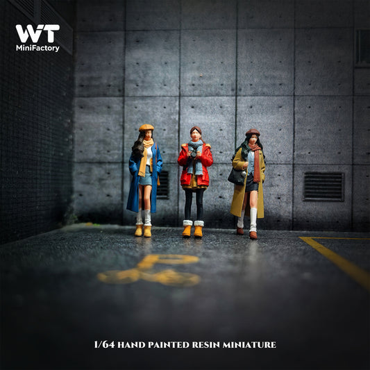 WT Minifactory 1/64 Scale Figurines Model Winter Girls Trio Collection Miniature Hand-painted