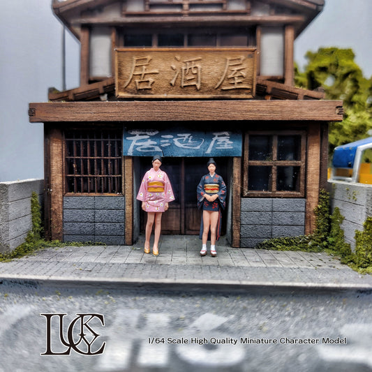 Lucky Studio 1/64 Scale Figurines Model  Kimono-clad Girls Duo Collection Miniature Hand-painted