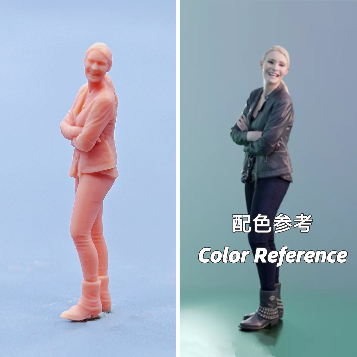 1/64 1/43 Figurines Scale Model Resin Smiling Woman Hug Chest with Both Hands Uncolored Miniatures Diorama Hand-painted D323