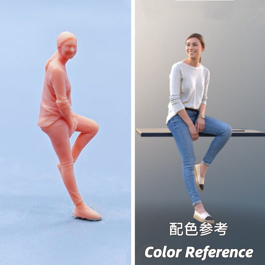 1/64 1/43 Figurines Scale Model Resin Smiling Woman Standing Against The Wall Uncolored Miniatures Diorama Hand-painted D333