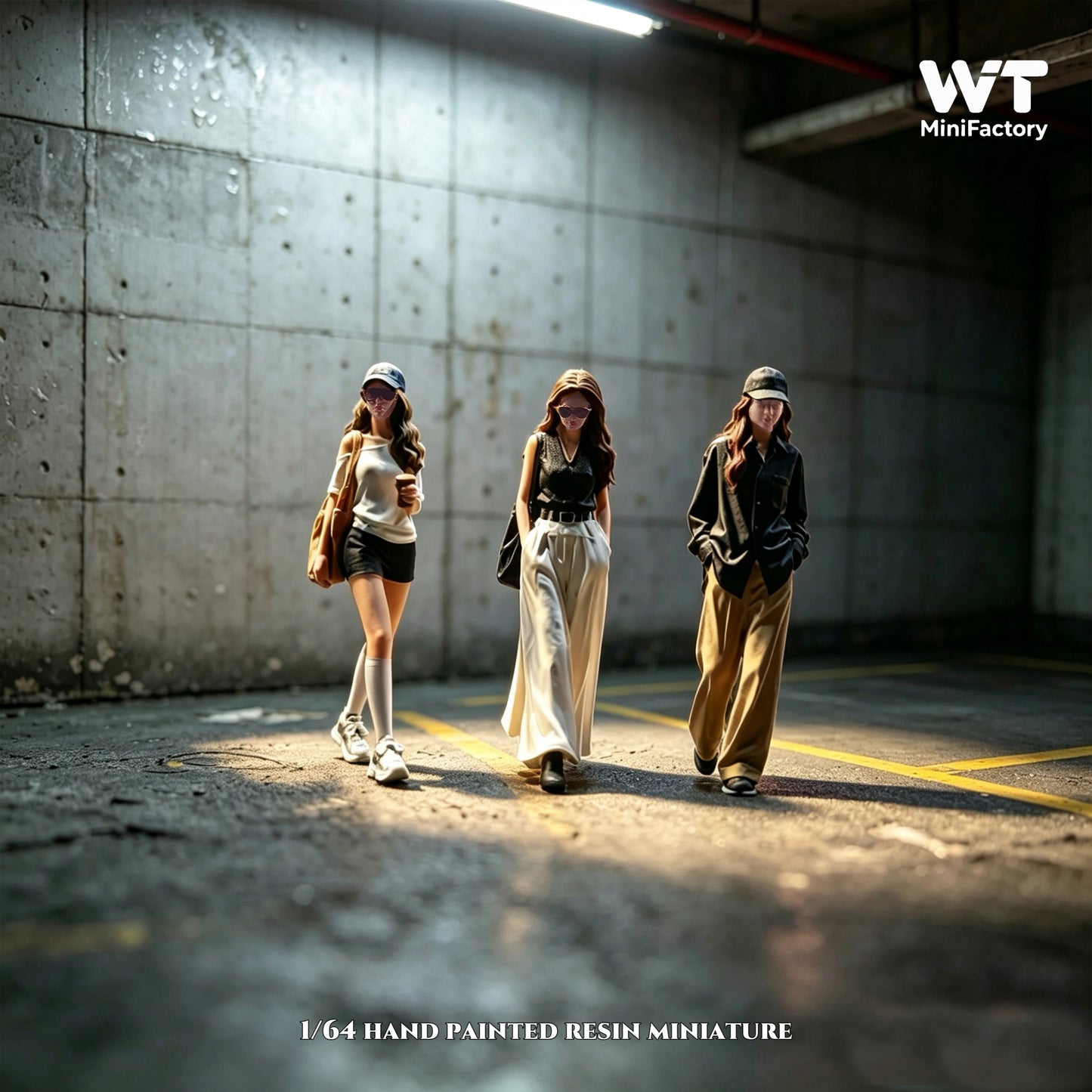 WT Minifactory 1/64 Scale Figurines Model The Walking Beauty Trio Collection Miniature Hand-painted
