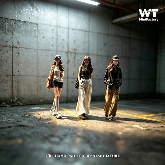 WT Minifactory 1/64 Scale Figurines Model The Walking Beauty Trio Collection Miniature Hand-painted