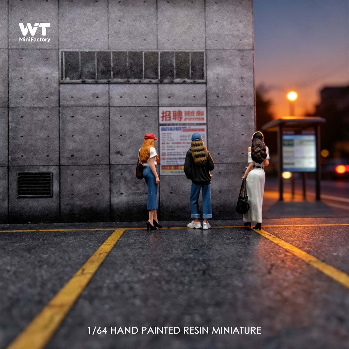 WT Minifactory 1/64 Scale Figurines Model Commuter Girls Trio Collection Miniature Hand-painted