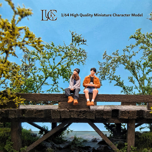 Lucky Studio 1/64 Scale Figurines Model Sitting Posture Dating Couple Collection Miniature Hand-painted