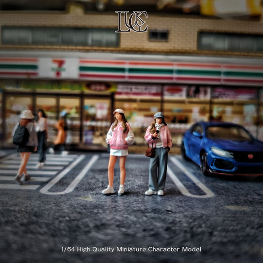 Lucky Studio 1/64 Scale Figurines Model Girl in Pink Coat Duo Collection Miniature Hand-painted