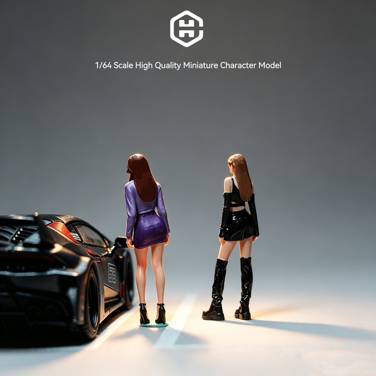 EHC Model 1/64 Scale Figurines Model Hong Kong Style Female Cyclists Duo Collection Miniature Hand-painted