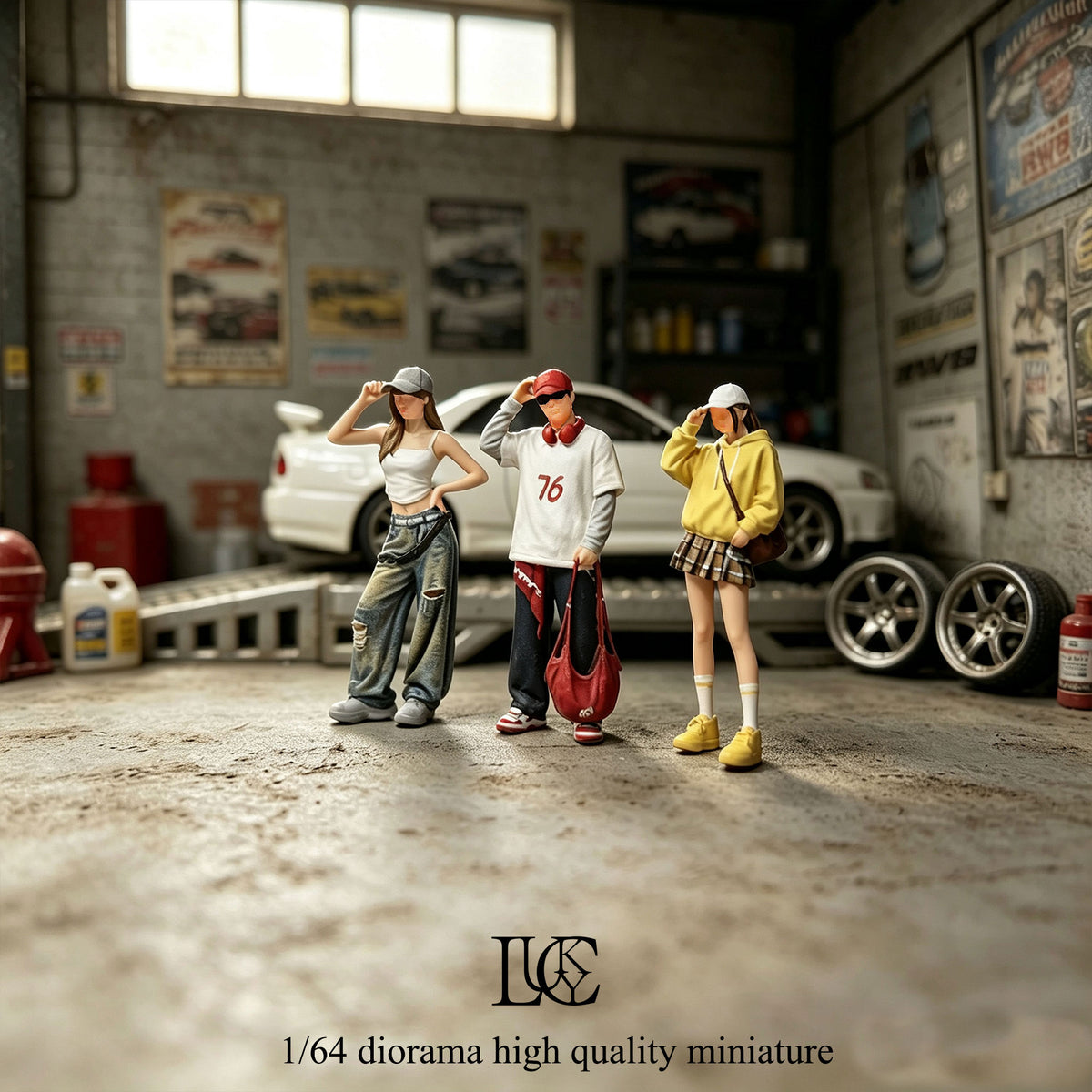 Lucky Studio 1/64 Scale Figurines Model The Hat-Holding Trio Collection Miniature Hand-painted