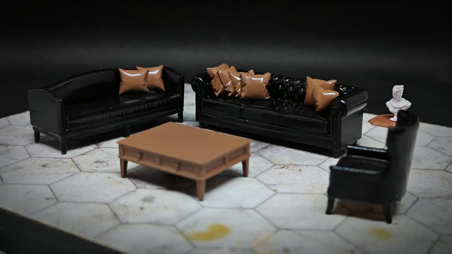 WX-MADE 1/64 Scale Figurines Model 6-piece Set of Accessories Sofa Collection Miniature Hand-painted