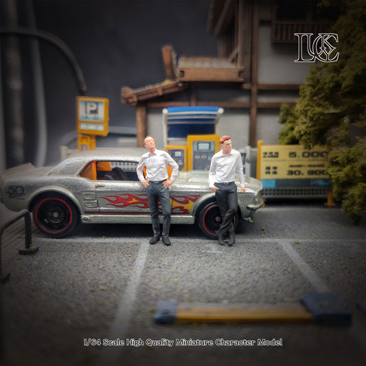 Lucky Studio 1/64 Scale Figurines Model White Shirt Men Duo Miniature Hand-painted