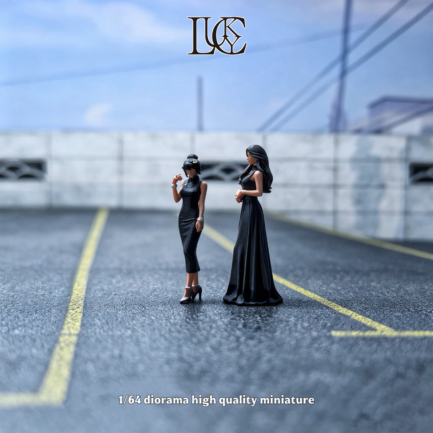 Lucky Studio 1/64 Scale Figurines Model  Black Evening Dress Girls Duo Collection Miniature Hand-painted