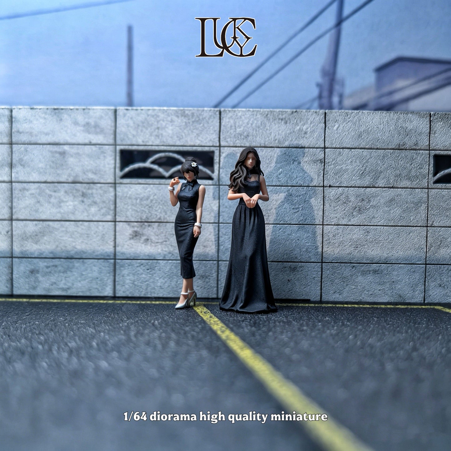 Lucky Studio 1/64 Scale Figurines Model  Black Evening Dress Girls Duo Collection Miniature Hand-painted