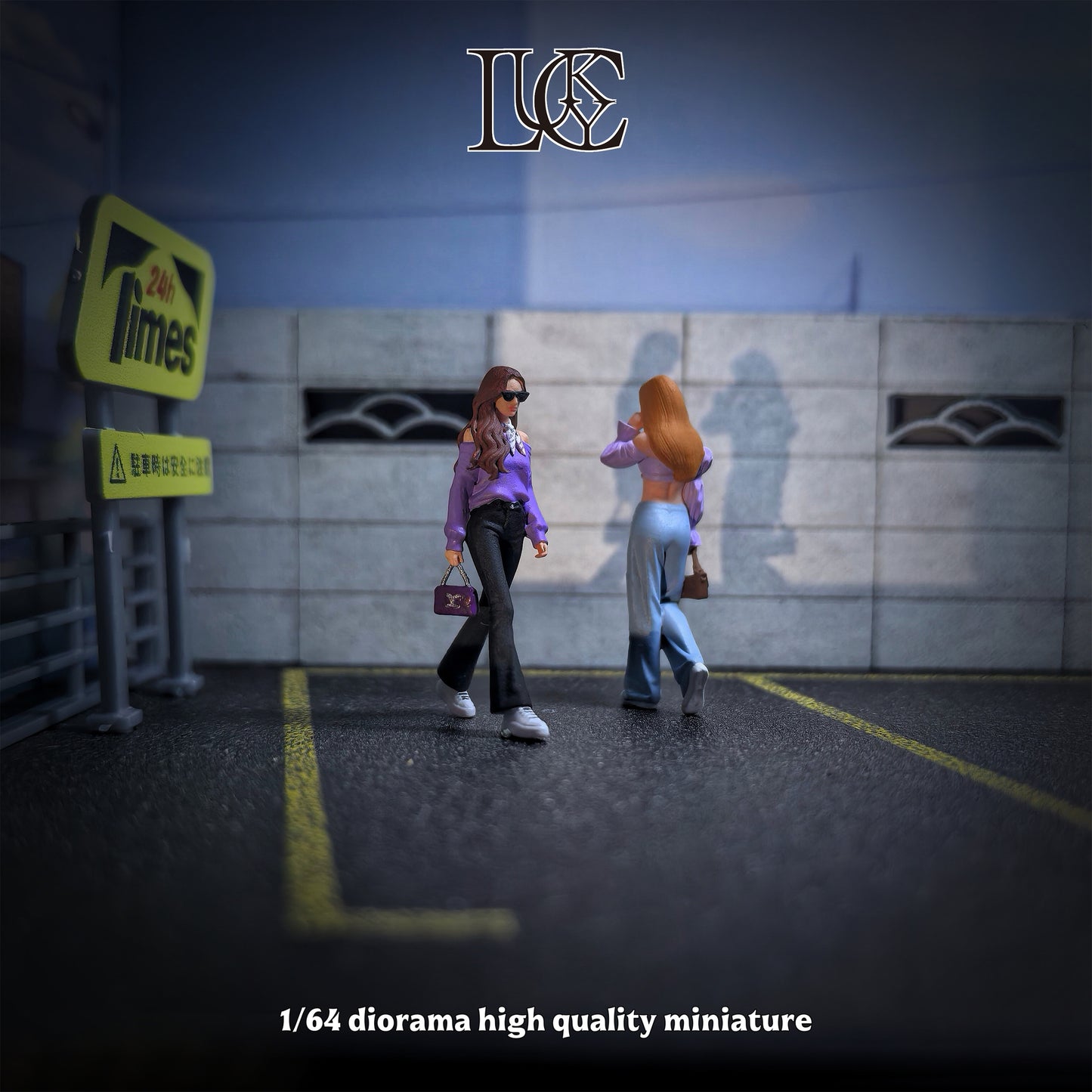 Lucky Studio 1/64 Scale Figurines Model Purple Clad Girl Duo Collection Miniature Hand-painted