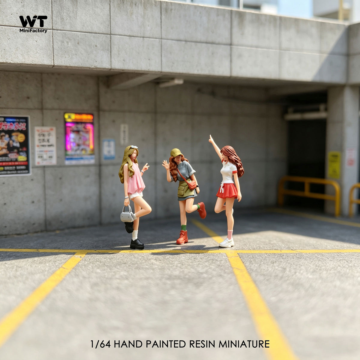WT Minifactory 1/64 Scale Figurines Model Gesture Girl Trio Collection Miniature Hand-painted