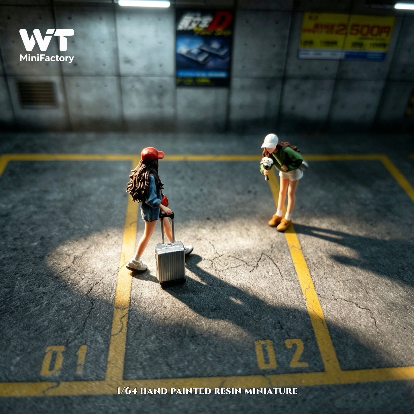 WT Minifactory 1/64 Scale Figurines Model Airport Pick-up Girl Duo Collection Miniature Hand-painted