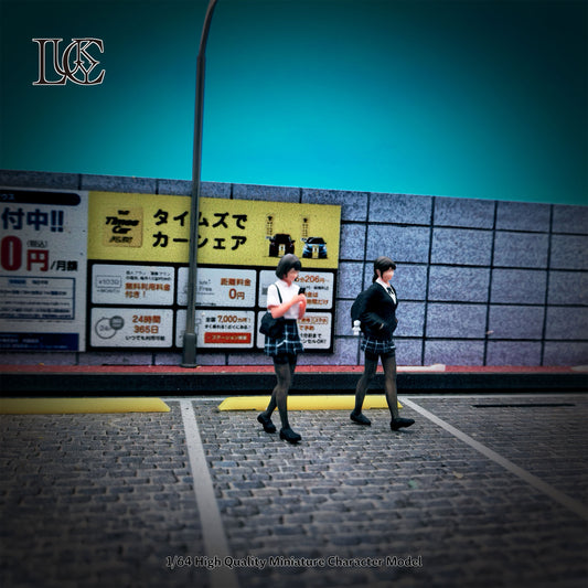 Lucky Studio 1/64 Scale Figurines Model High School Girls Duo Couple Collection Miniature Hand-painted