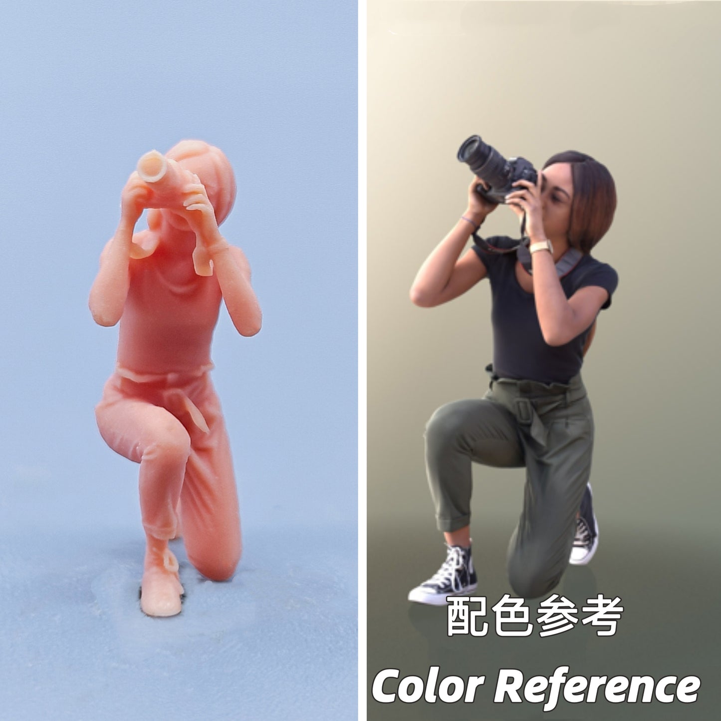 1/64 1/43 Figurines Scale Model Resin Squatting Position Taking Photos Girl Uncolored Miniatures Diorama Hand-painted D403