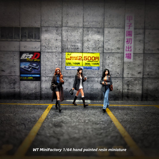 WT Minifactory 1/64 Scale Figurines Model  Shopping Pedestrians Three-Person Set  Collection Miniature Hand-painted