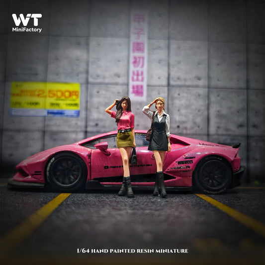 WT Minifactory 1/64 Scale Figurines Model The Hair-Tossing Girls Duo Collection Miniature Hand-painted