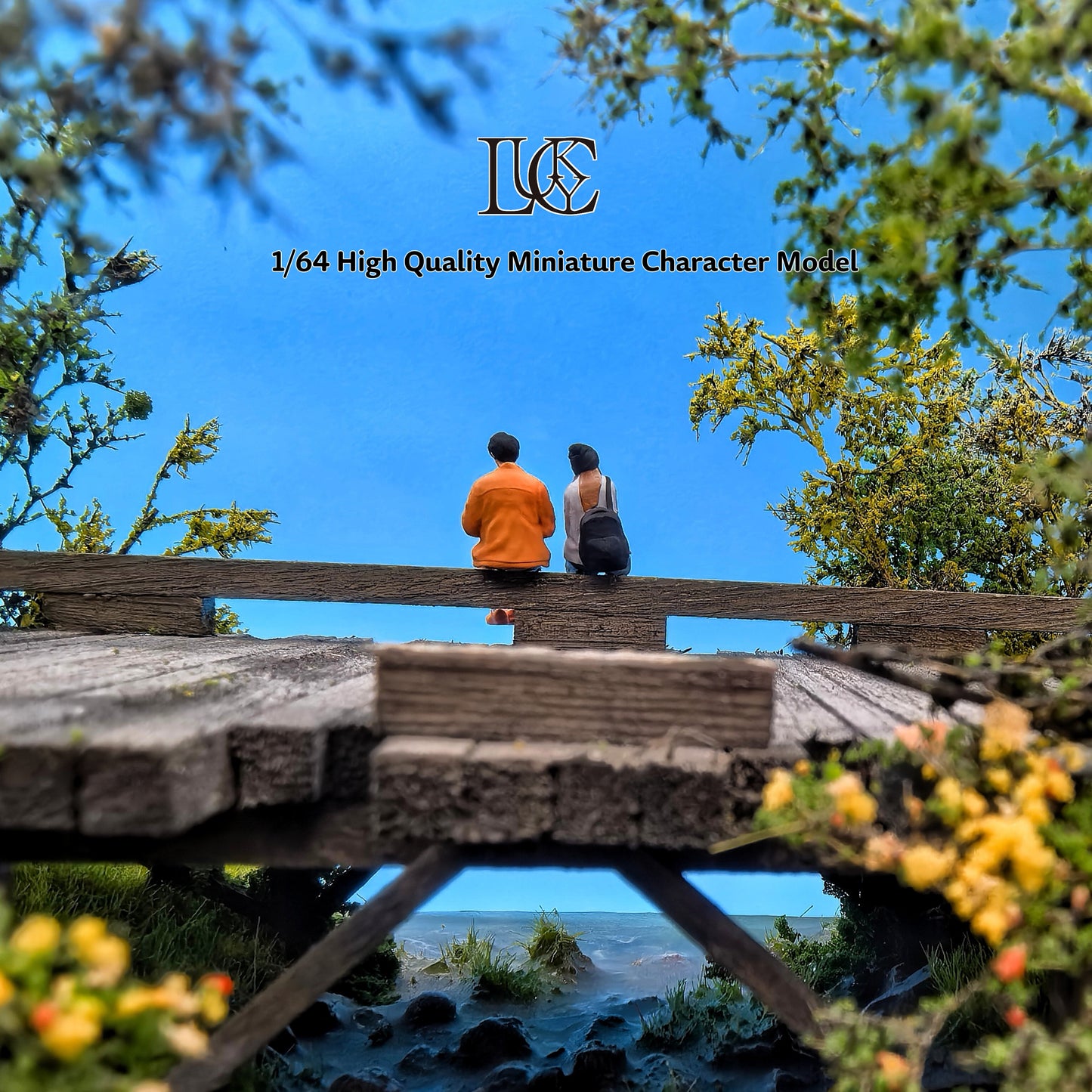 Lucky Studio 1/64 Scale Figurines Model Sitting Posture Dating Couple Collection Miniature Hand-painted