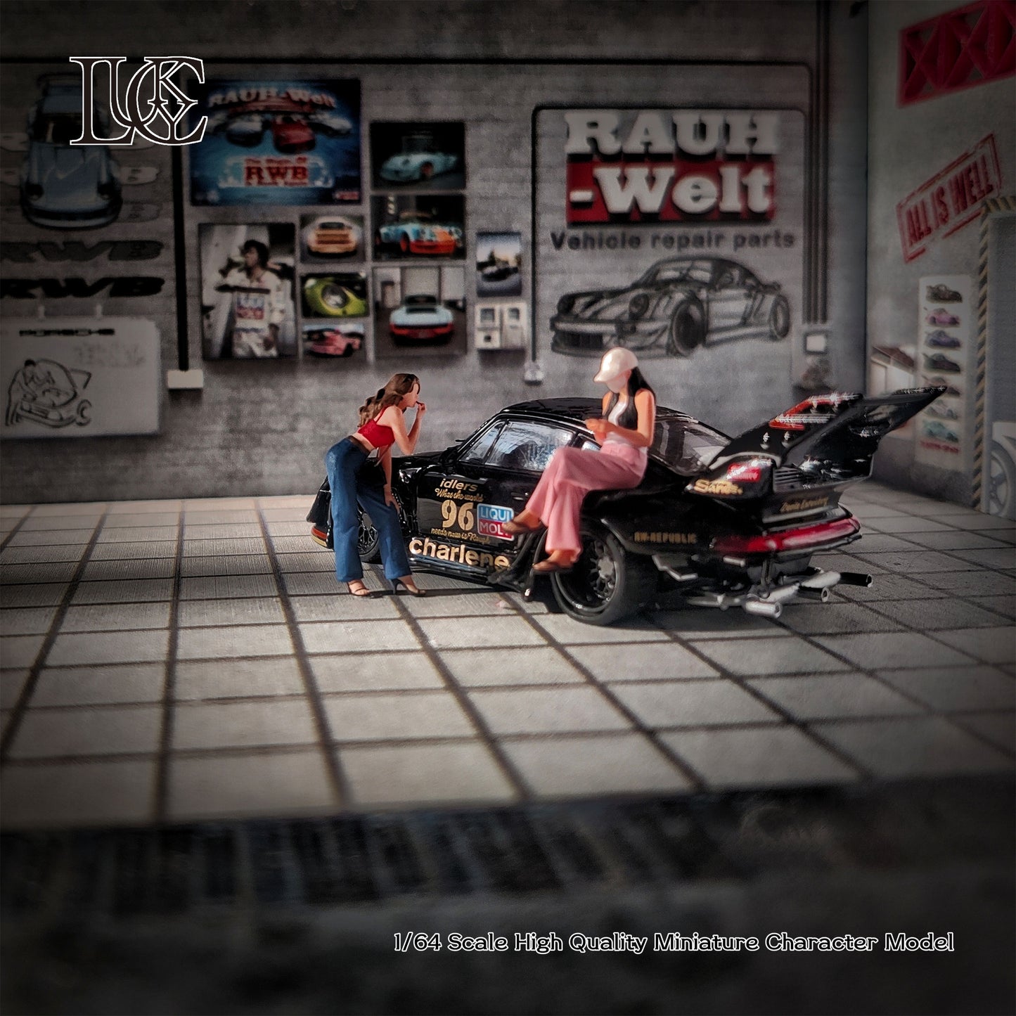 Lucky Studio 1/64 Scale Figurines Model  Lipstick Girl & Face Mask Girl Duo Miniature Hand-painted