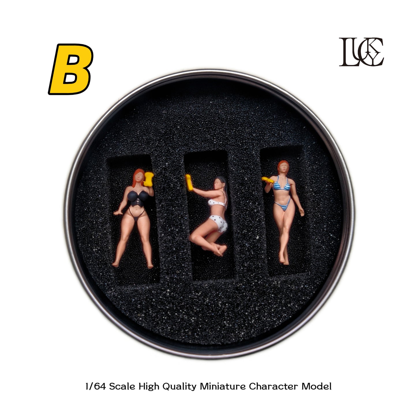 Lucky Studio 1/64 Scale Figurines Model Car Wash Girl Trio Collection Miniature Hand-painted