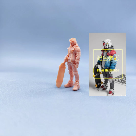 1/64 1/43 Figurines Scale Model Resin Cyber Gundam Skateboarding Trendy Men Uncolored Miniatures Diorama Hand-painted W533