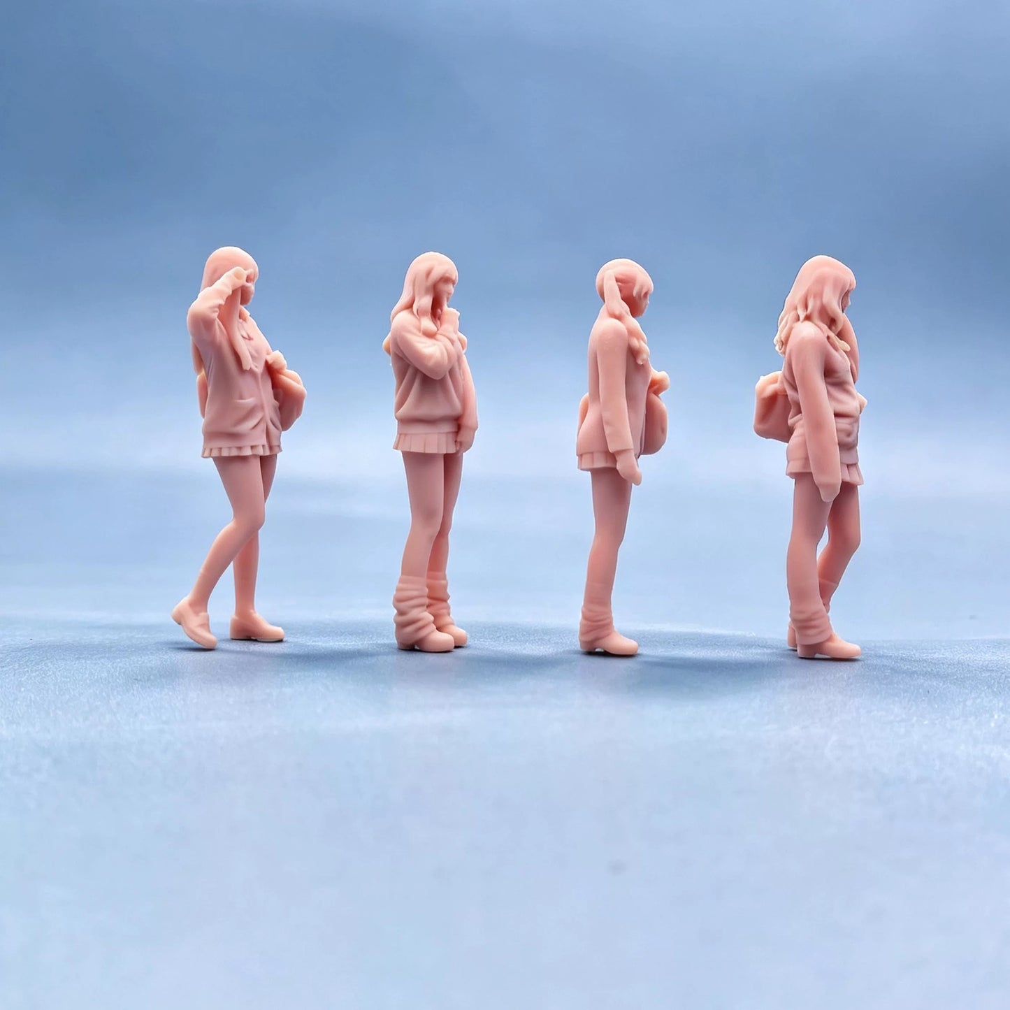 1/64 1/43 Figurines Scale Model Resin Cute JK Trendy Girl Uncolored Miniatures Diorama Hand-painted W815 W818