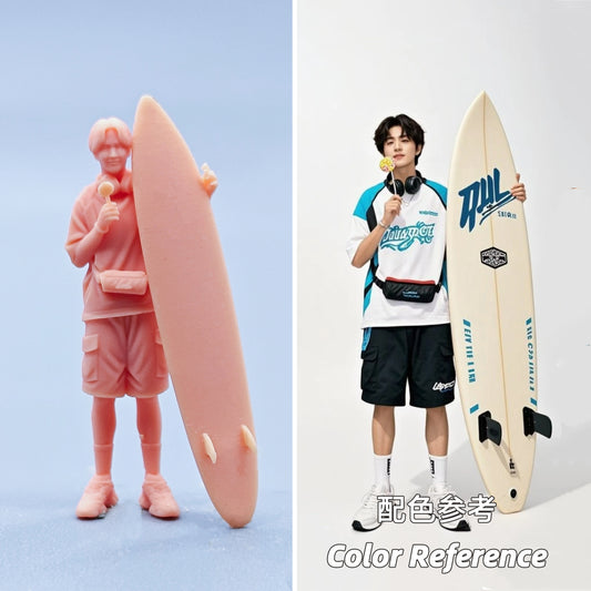 1/64 1/43 Figurines Scale Model Resin Sports Boy Wearing Headphones and Holding Candy Uncolored Miniatures Diorama Hand-painted D625
