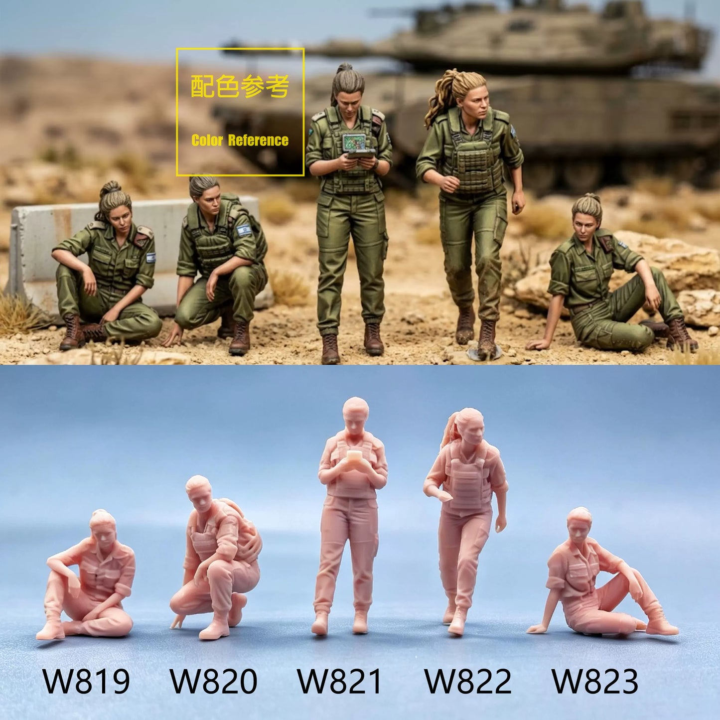 1/64 1/43 Figurines Scale Model Resin Female Soldiers in The Battlefield Uncolored Miniatures Diorama Hand-painted W819 W823
