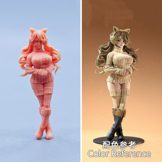 1/64 1/43 Figurines Scale Model Resin Winter Outfit Shy Girl Uncolored Miniatures Diorama Hand-painted D825