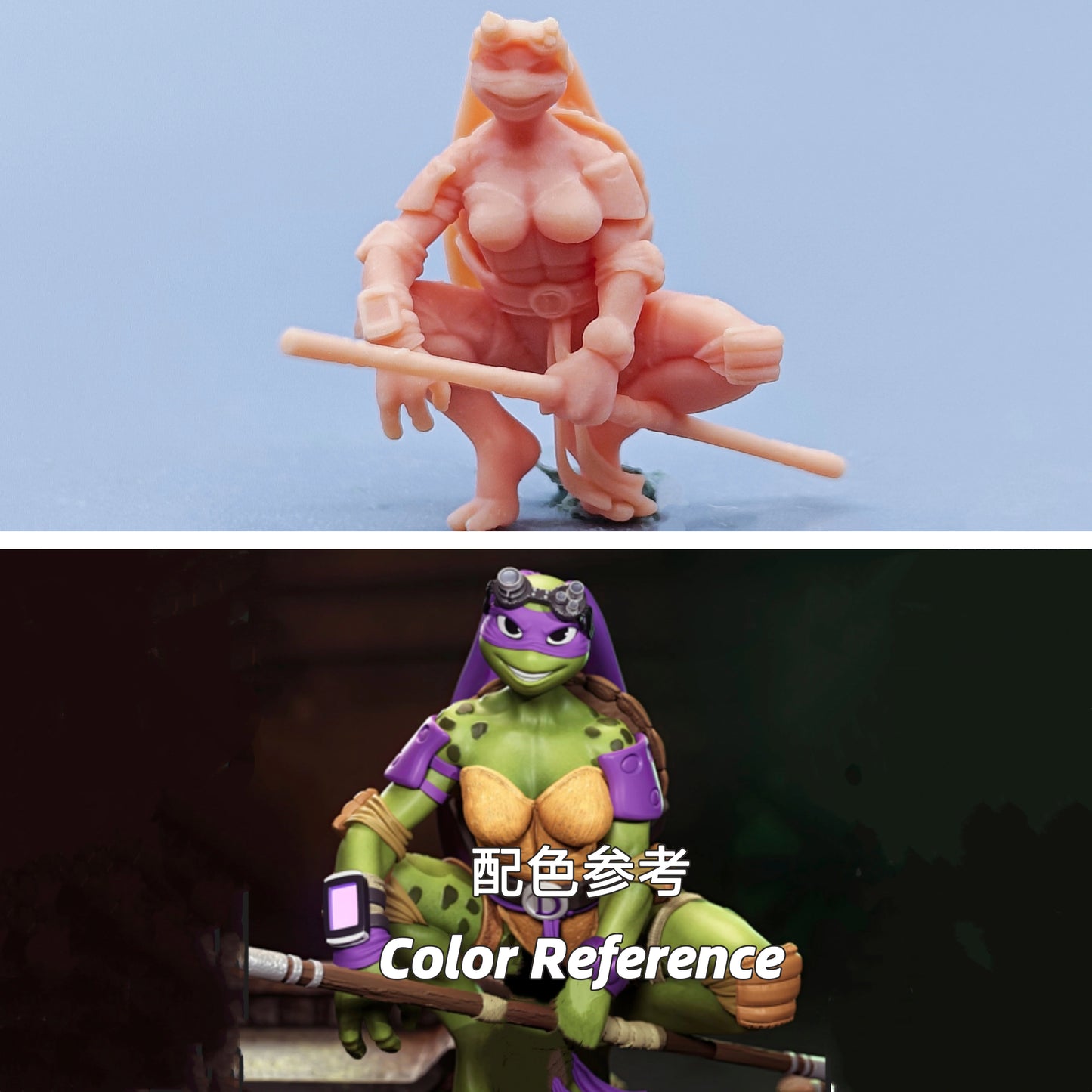 1/64 1/43 Figurines Scale Model Resin Ninja Turtles Squatting Female Ninja Uncolored Miniatures Diorama Hand-painted C812
