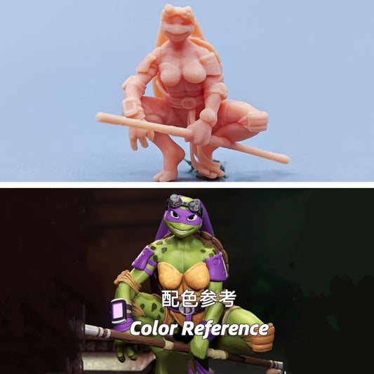 1/64 1/43 Figurines Scale Model Resin Ninja Turtles Squatting Female Ninja Uncolored Miniatures Diorama Hand-painted C812