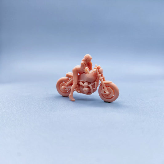 1/64 1/43 Figurines Scale Model Resin Punk Motorcycle Girl Uncolored Miniatures Diorama Hand-painted W535