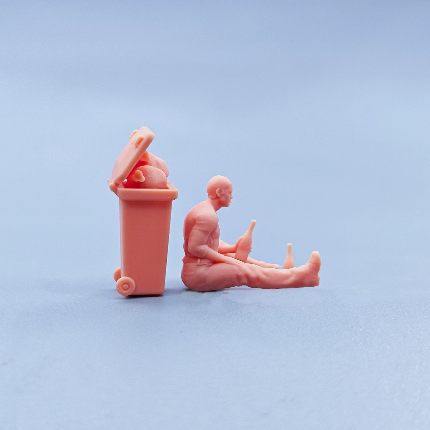 1/64 1/43 Figurines Scale Model Resin Smoking Man Leaning Against The Trash Can Uncolored Miniatures Diorama Hand-painted D820