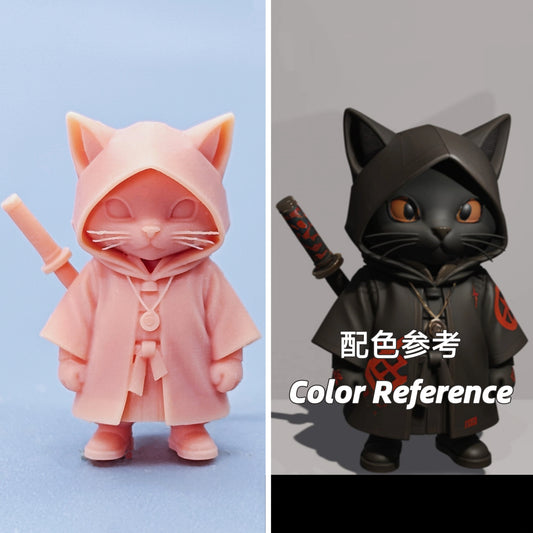 1/64 1/43 Figurines Scale Model Resin Ninja Cat Uncolored Miniatures Diorama Hand-painted D428