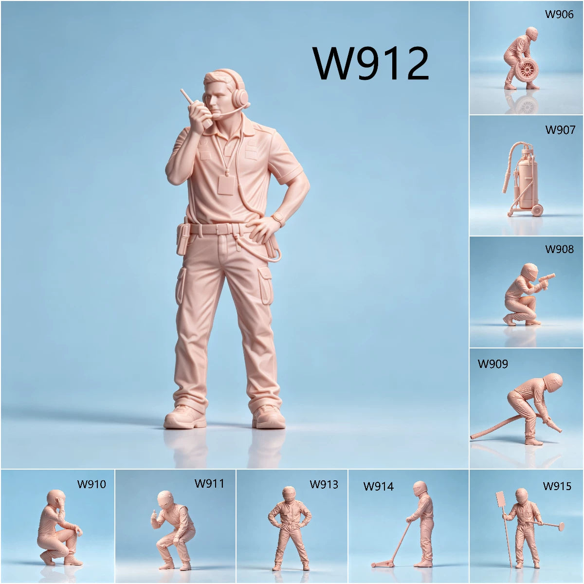 1/64 1/43 Figurines Scale Model Resin F1 Racing Repair Team Uncolored Miniatures Diorama Hand-painted W906 W915