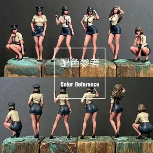1/64 1/43 Figurines Scale Model Resin Uniform Female Police Japanese Uncolored Miniatures Diorama Hand-painted W928 W933