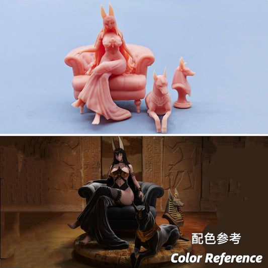 1/64 1/43 Figurines Scale Model Resin Anubis Sitting Posture Uncolored Miniatures Diorama Hand-painted D535
